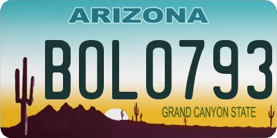 AZ license plate BOL0793