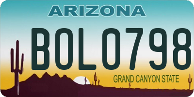 AZ license plate BOL0798