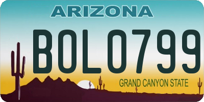AZ license plate BOL0799