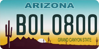 AZ license plate BOL0800