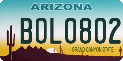 AZ license plate BOL0802