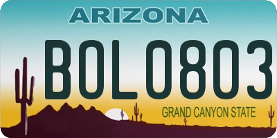 AZ license plate BOL0803