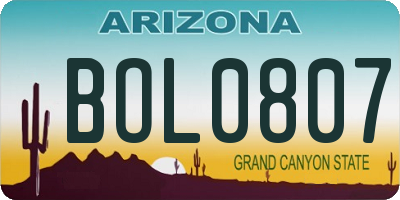 AZ license plate BOL0807