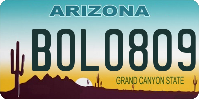 AZ license plate BOL0809