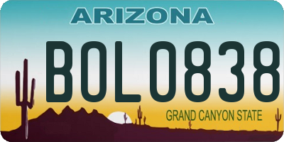 AZ license plate BOL0838