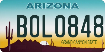 AZ license plate BOL0848