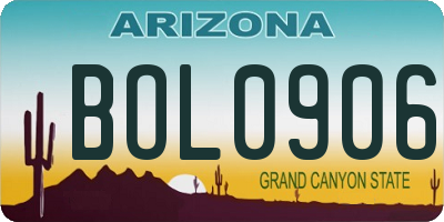 AZ license plate BOL0906