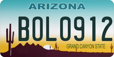 AZ license plate BOL0912