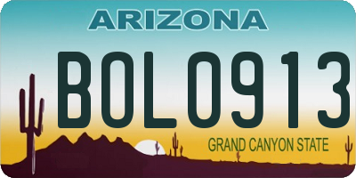 AZ license plate BOL0913