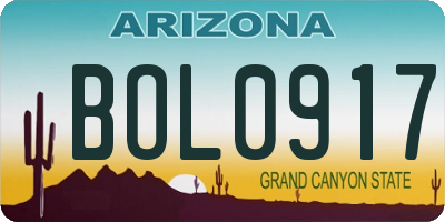 AZ license plate BOL0917
