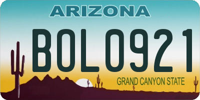 AZ license plate BOL0921