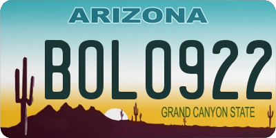 AZ license plate BOL0922