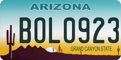 AZ license plate BOL0923