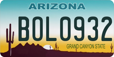 AZ license plate BOL0932