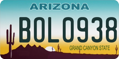 AZ license plate BOL0938