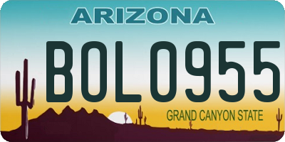 AZ license plate BOL0955