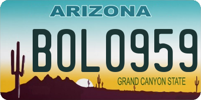 AZ license plate BOL0959