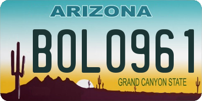 AZ license plate BOL0961