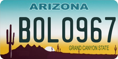 AZ license plate BOL0967
