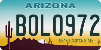 AZ license plate BOL0972