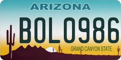 AZ license plate BOL0986