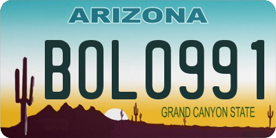 AZ license plate BOL0991