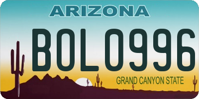 AZ license plate BOL0996