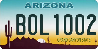 AZ license plate BOL1002