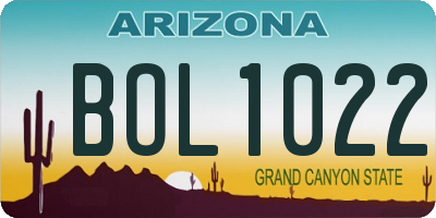 AZ license plate BOL1022