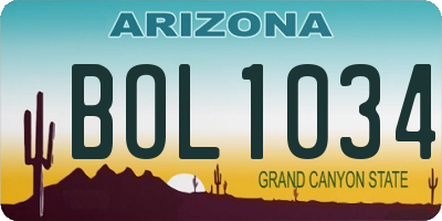 AZ license plate BOL1034