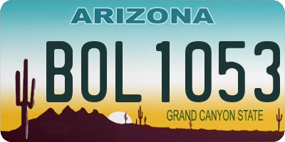AZ license plate BOL1053