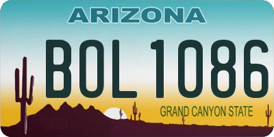 AZ license plate BOL1086