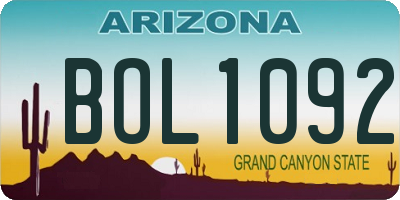 AZ license plate BOL1092