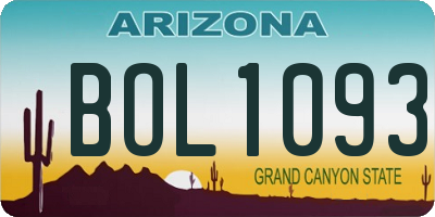 AZ license plate BOL1093