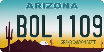AZ license plate BOL1109