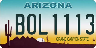 AZ license plate BOL1113