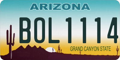 AZ license plate BOL1114