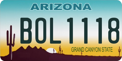AZ license plate BOL1118