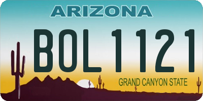 AZ license plate BOL1121