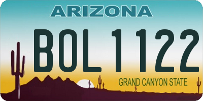 AZ license plate BOL1122