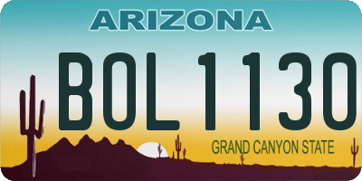AZ license plate BOL1130