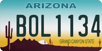 AZ license plate BOL1134