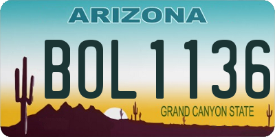 AZ license plate BOL1136