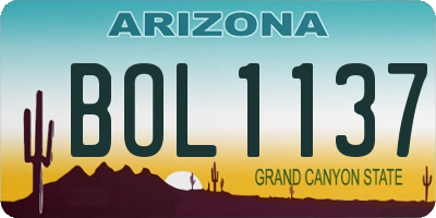 AZ license plate BOL1137