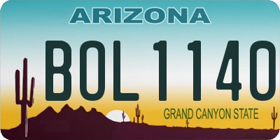 AZ license plate BOL1140