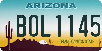 AZ license plate BOL1145