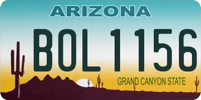 AZ license plate BOL1156