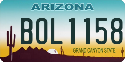 AZ license plate BOL1158