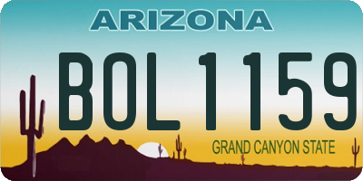 AZ license plate BOL1159