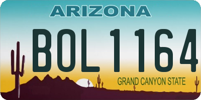 AZ license plate BOL1164